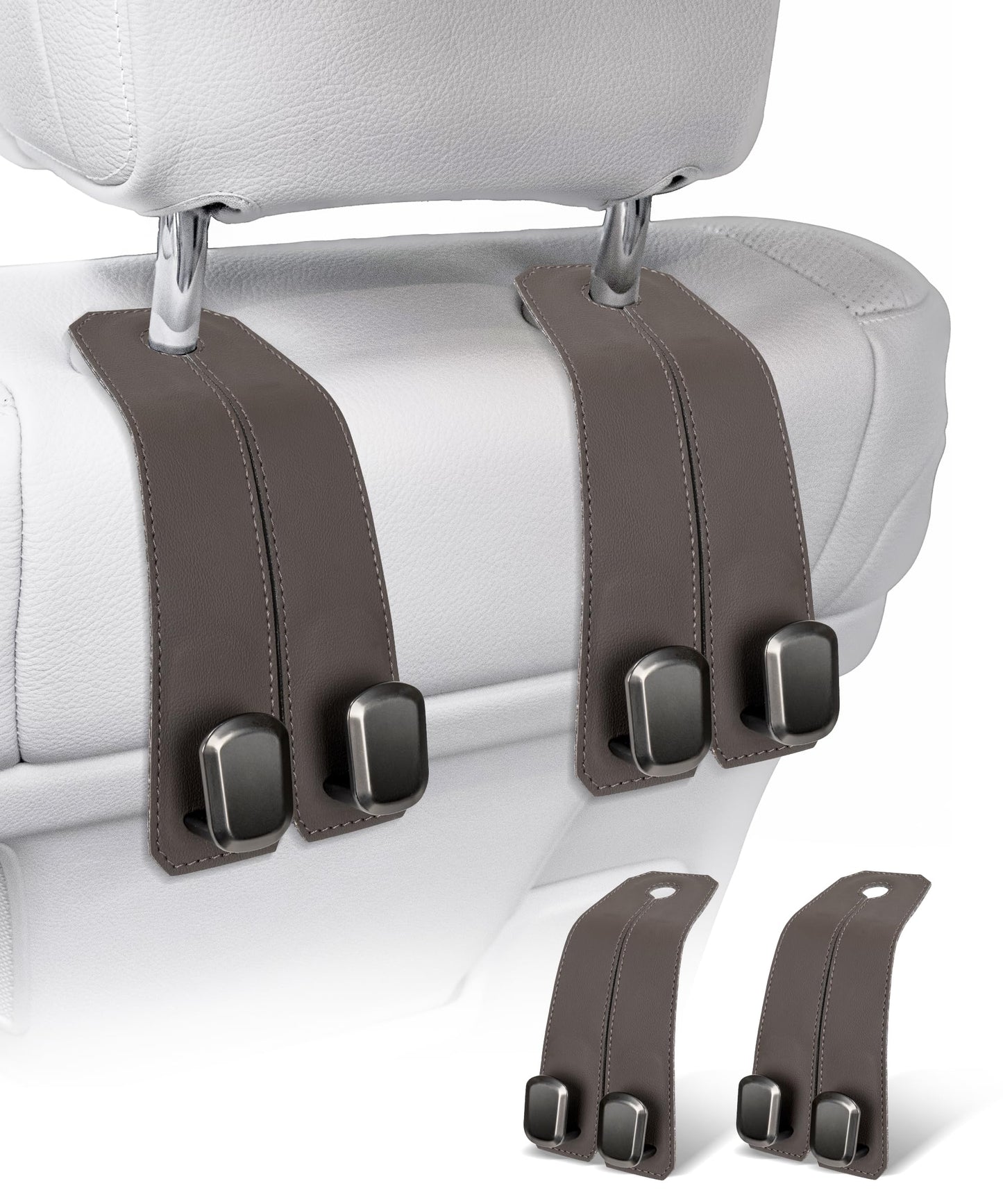 360° Rotating Leather Car Headrest Hooks
