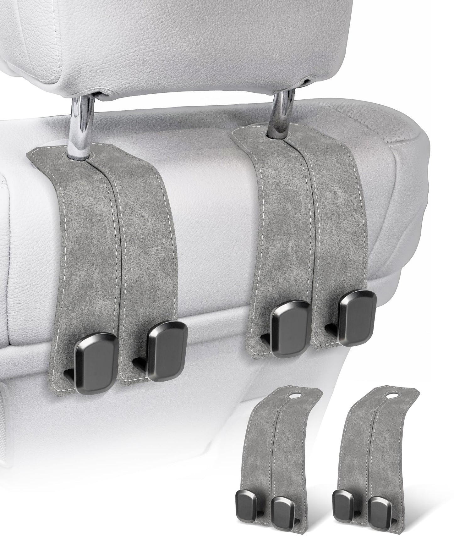 360° Rotating Leather Car Headrest Hooks
