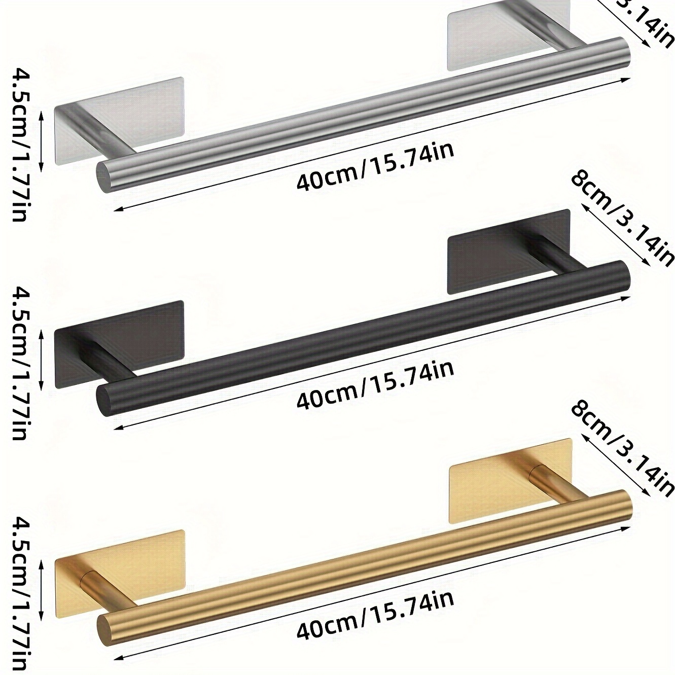 1-piece bathroom towel rack, wall-mounted, stainless steel.