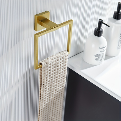 Two-piece elegant gold stainless steel bathroom accessory set